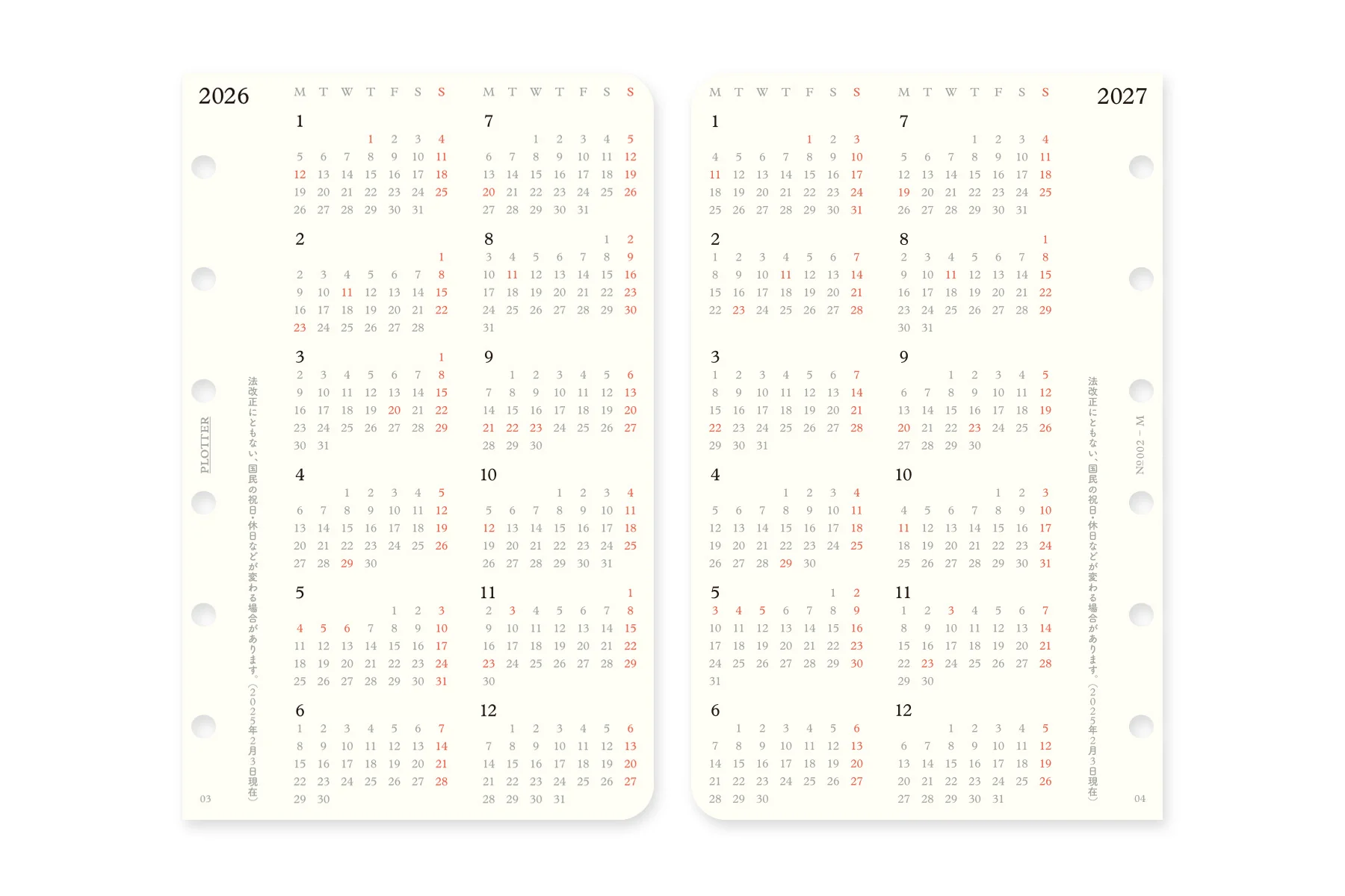 PLOTTER 2026 Weekly Schedule Diary Refill Mini Size - Image 5